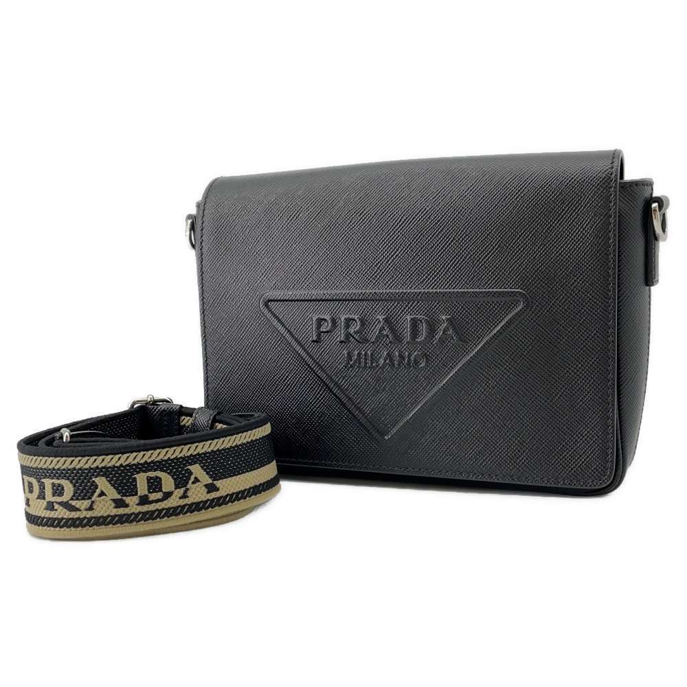 Prada Shoulder Bag Saffiano Leather Black